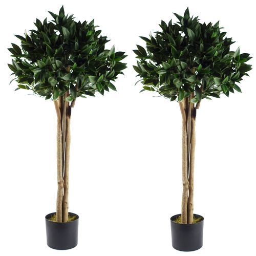 120cm Pair of Bay Tree Laurel UV Resistant Outdoor Topiary - plants - express.com