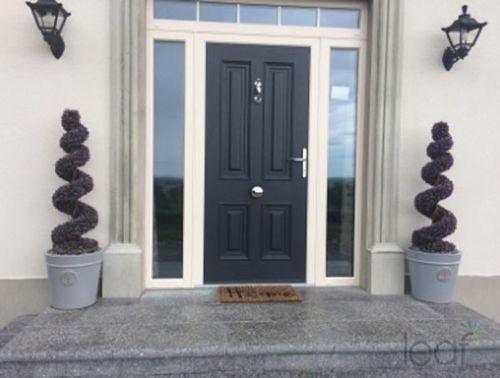 120cm Pair of Green Large Leaf Spiral Topiary Trees with Decorative Planters - plants - express.com