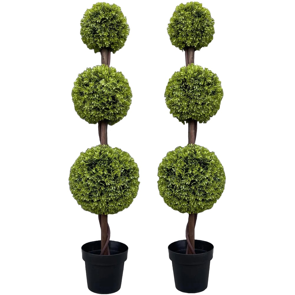 120cm Pair of Green Triple Ball Topiary Trees - plants - express.com