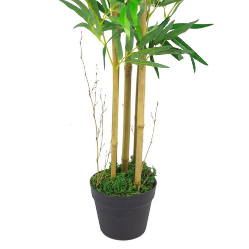 120cm Realistic Bamboo Tree with Sleek Silver Planter - No Maintenance Needed! - plants - express.com