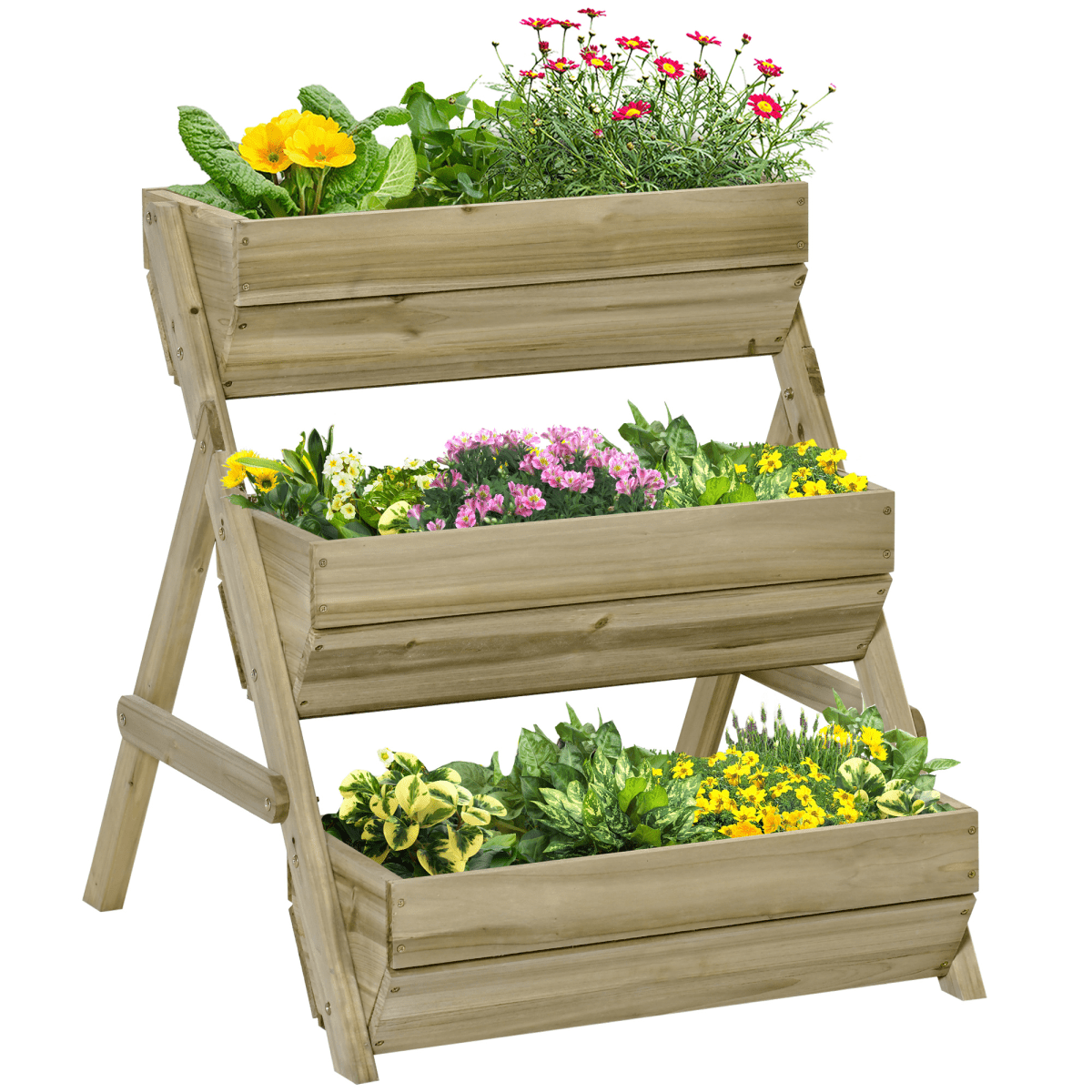 3 Tier Raised Garden Bed Kit for Flower, Vegetable, Herb, 120x68x80cm, Green - plants - express.com