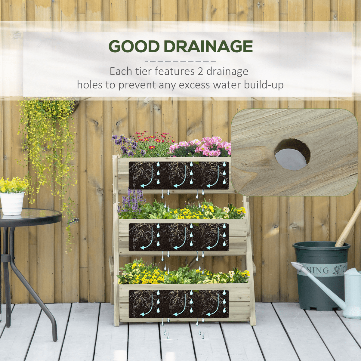 3 Tier Raised Garden Bed Kit for Flower, Vegetable, Herb, 120x68x80cm, Green - plants - express.com