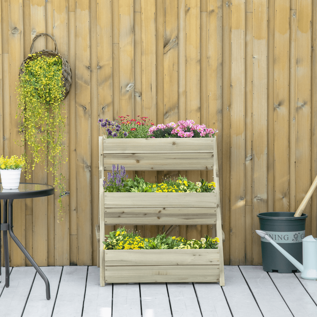 3 Tier Raised Garden Bed Kit for Flower, Vegetable, Herb, 120x68x80cm, Green - plants - express.com