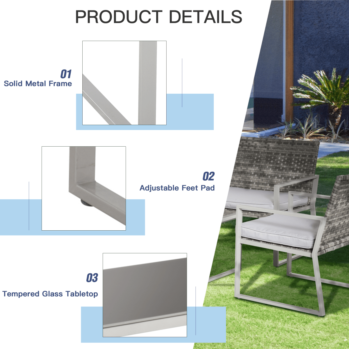 4 - Piece Outdoor Garden Rattan Seating Furniture Set Grey - plants - express.com