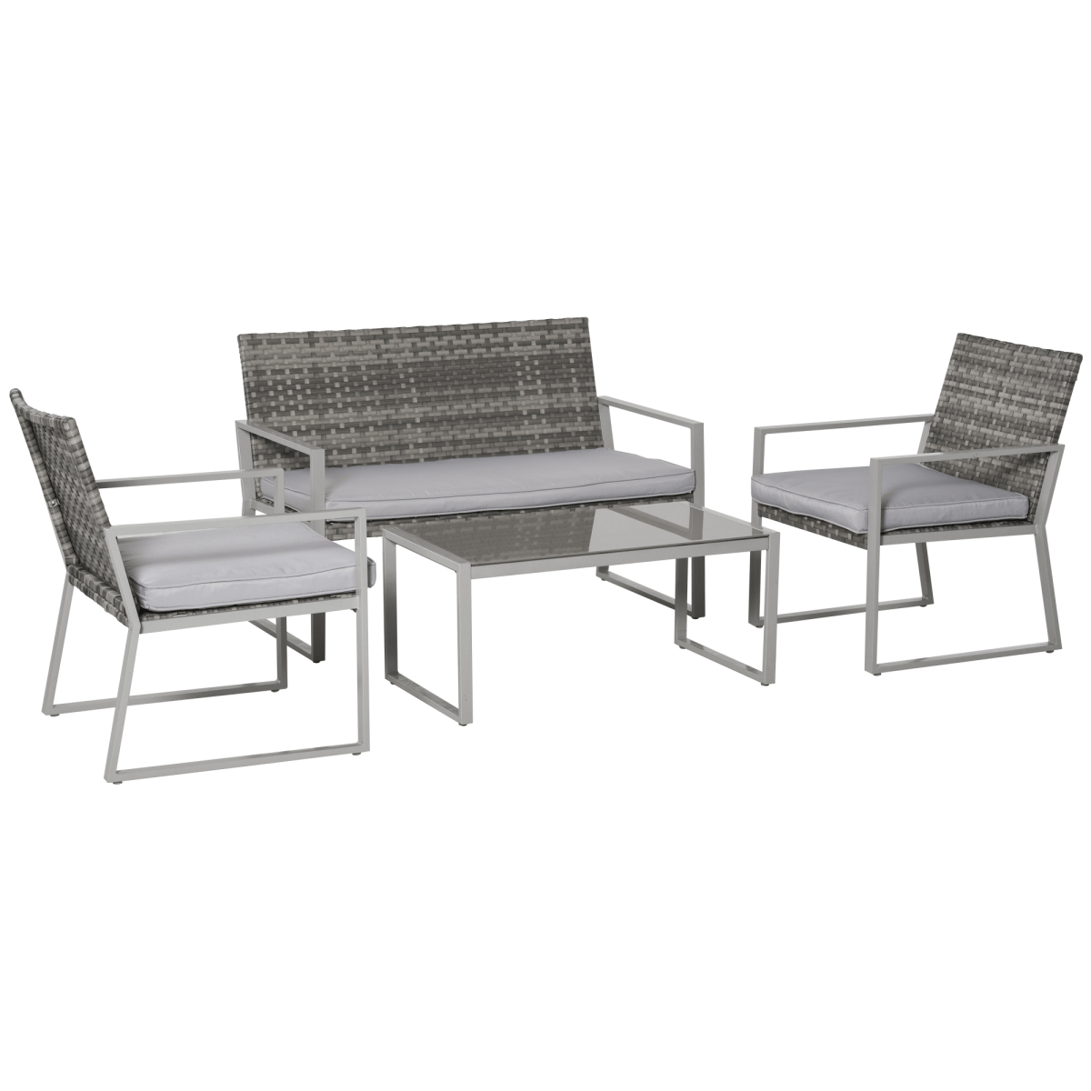 4 - Piece Outdoor Garden Rattan Seating Furniture Set Grey - plants - express.com