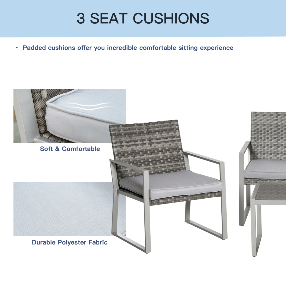 4 - Piece Outdoor Garden Rattan Seating Furniture Set Grey - plants - express.com