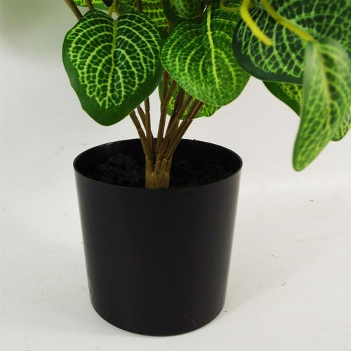 40cm Realistic Variegated Pothos Plant in Stylish Black Pot - Effortless Décor! - plants - express.com