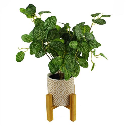 40cm Realistic Variegated Pothos Plant in Stylish Black Pot - Effortless Décor! - plants - express.com