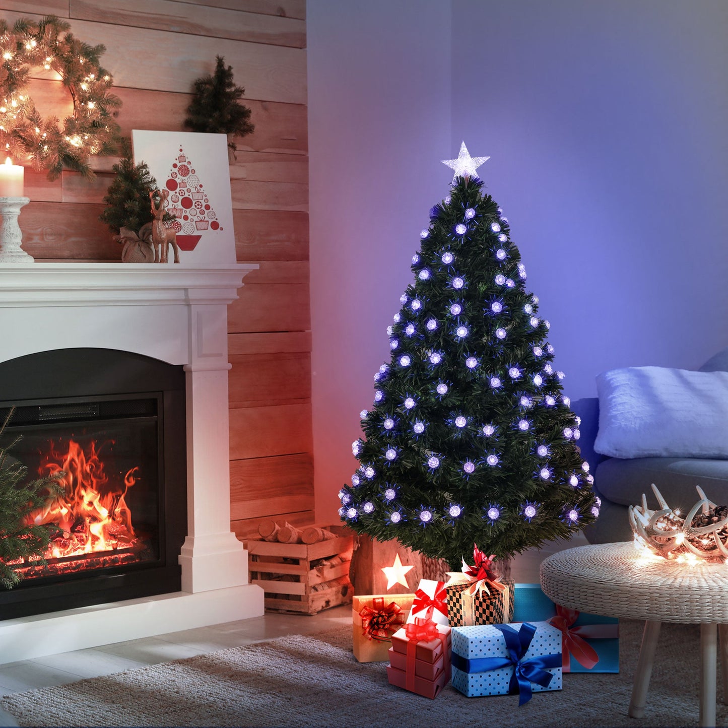 4FT PreLit Artificial Christmas Tree Fibre Optic Deco LED Light Xmas Deco Green - plants - express.com