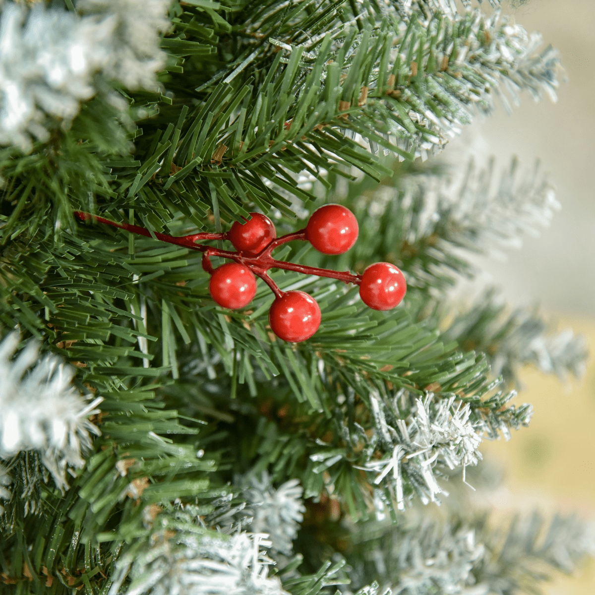 5FT Snow - Flecked Artificial Christmas Pencil Tree with Berries & Pinecones - plants - express.com