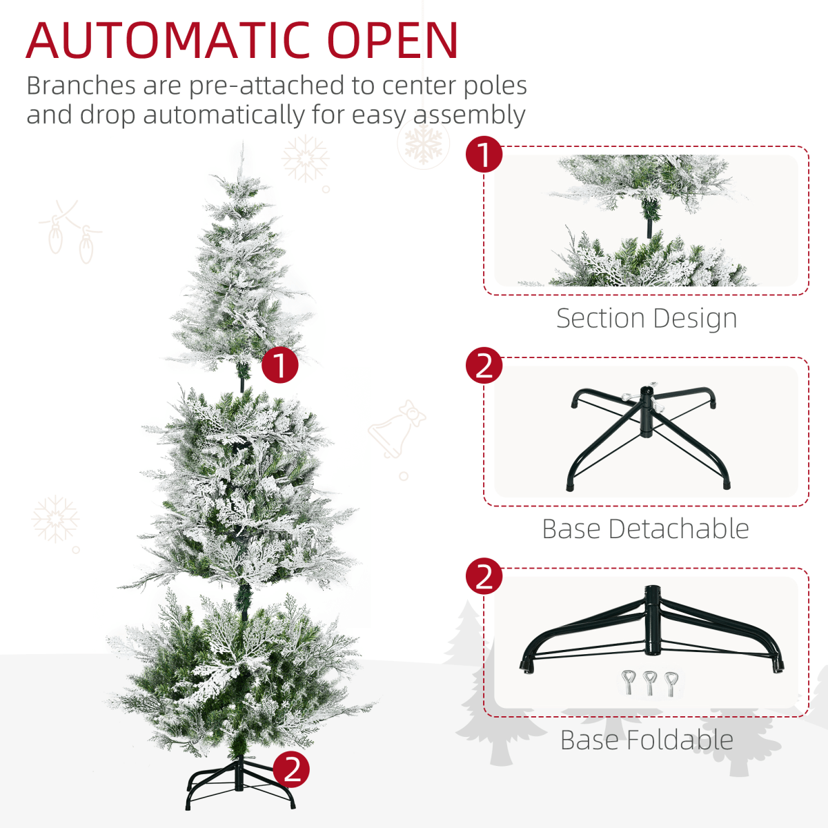 6 Foot Snow Flocked Artificial Christmas Tree Holiday with Pencil Shape HOMCOM - plants - express.com