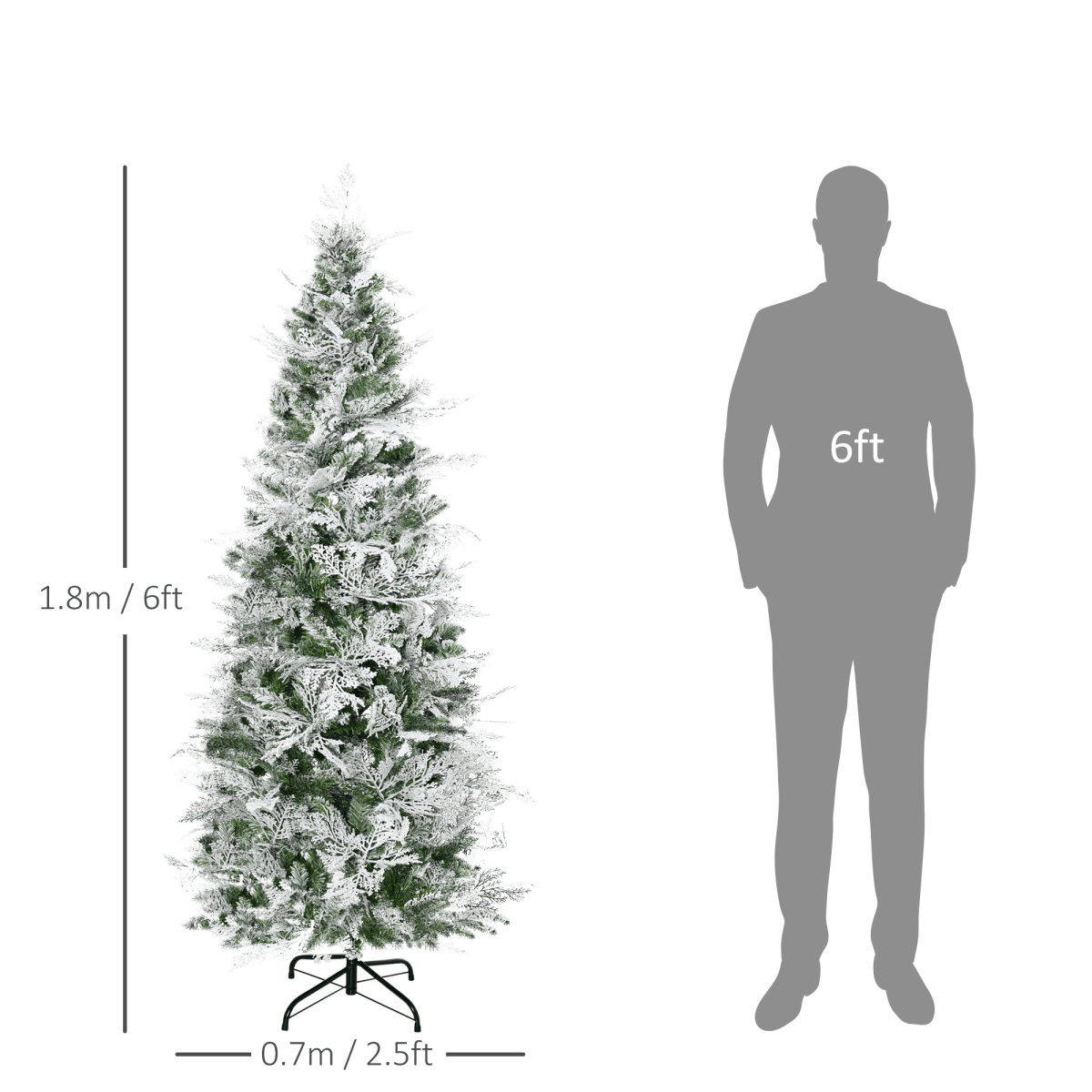 6 Foot Snow Flocked Artificial Christmas Tree Holiday with Pencil Shape HOMCOM - plants - express.com