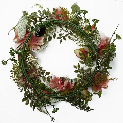 60cm Luxury Pink Lily Wreath - Elegant Floral Decor for Any Door - plants - express.com