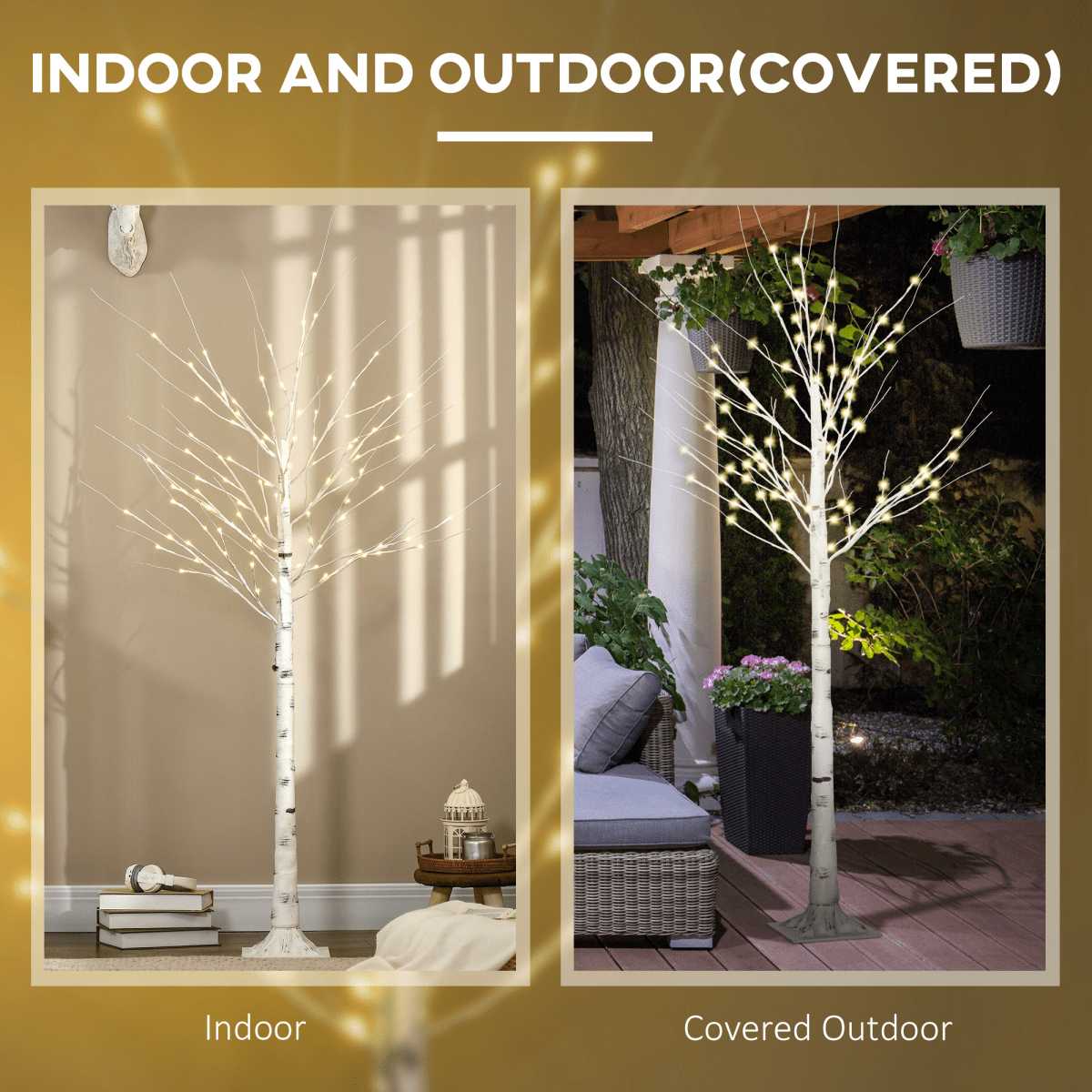 6ft Artificial White Birch Tree Light 96 Warm White Pre - Lit LED Light HOMCOM - plants - express.com