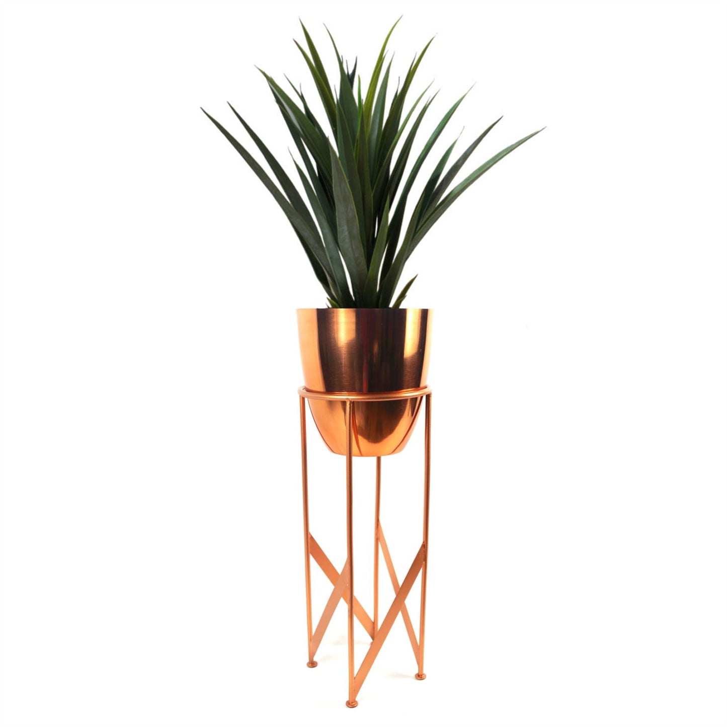 90cm Copper Planter with Artificial Yukka Plant - plants - express.com