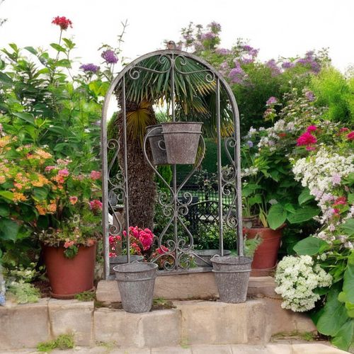 Antique Finish 80CM Wall Mirror with Triple Planter Holders - Chic Decor! - plants - express.com