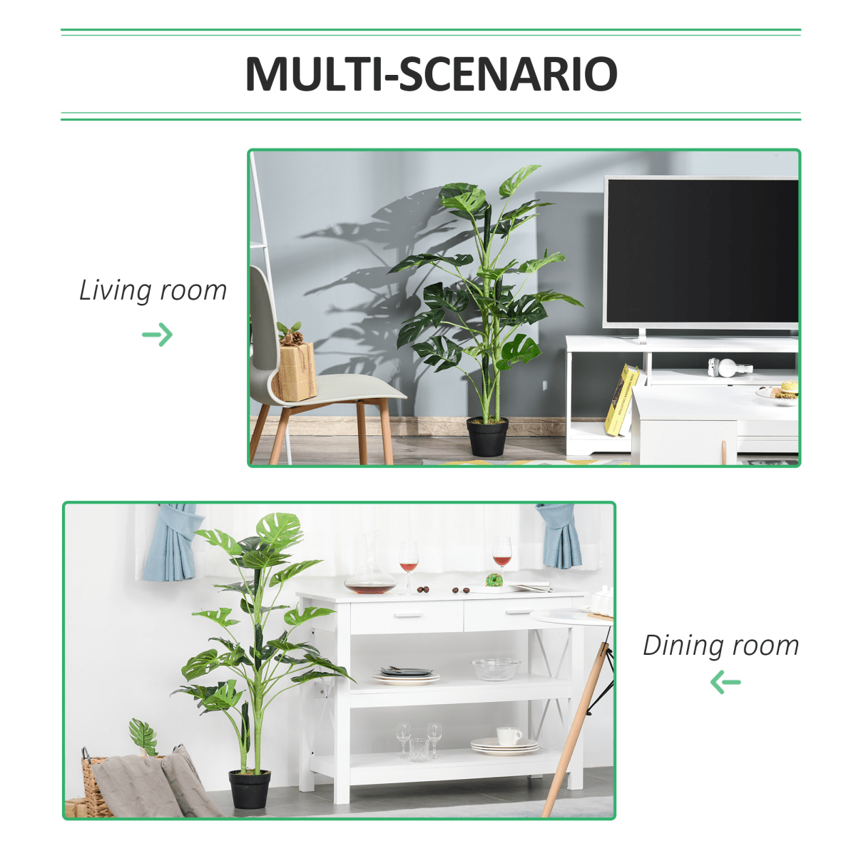 Artificial Monstera Tree 21 Leaves Palm Tree for Indoor Outdoor 1m - plants - express.com