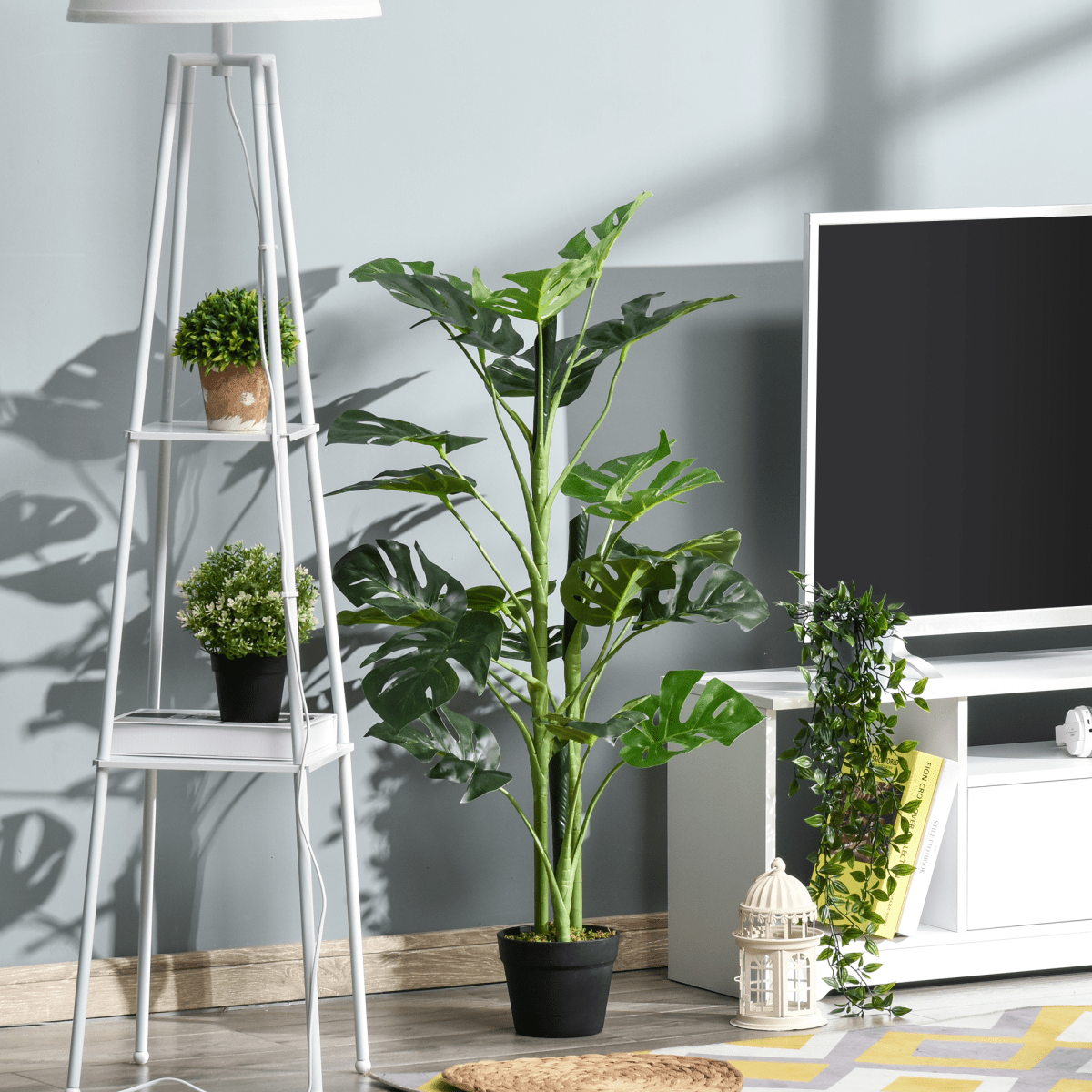Artificial Monstera Tree 21 Leaves Palm Tree for Indoor Outdoor 1m - plants - express.com
