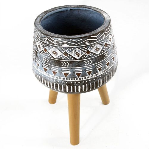 Aztec Blue Large Fiberglass Composite Planter - Rustic Charm for Indoor & Outdoor - plants - express.com