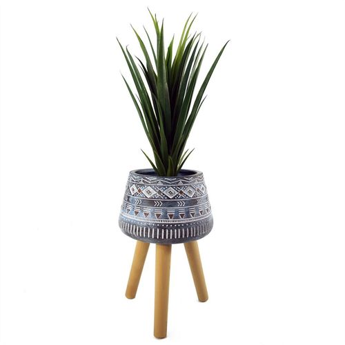 Aztec Blue Large Fiberglass Composite Planter - Rustic Charm for Indoor & Outdoor - plants - express.com