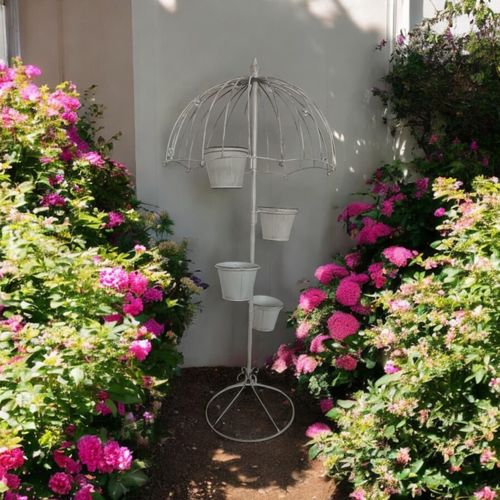 Charming 130CM Cream Metal Garden Planter - Elevate Your Outdoor Space! - plants - express.com