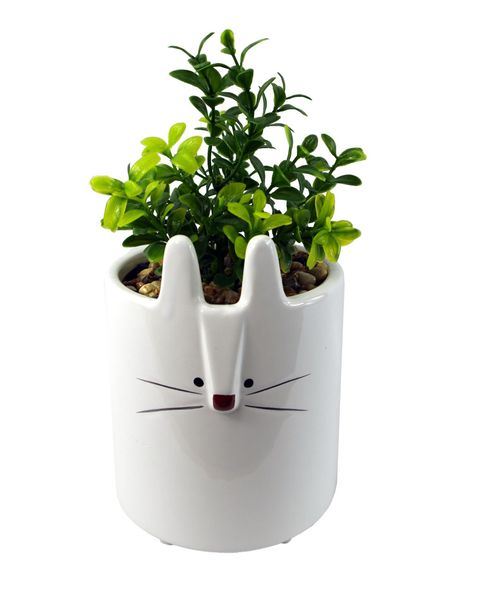 Charming 15cm Ceramic White Rabbit Planter - Ideal for Any Space! - plants - express.com