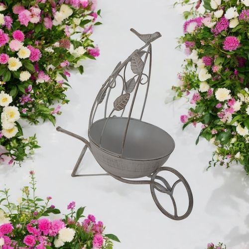Charming 36CM Cream Metal Planter: Quirky Touch for Your Garden! - plants - express.com