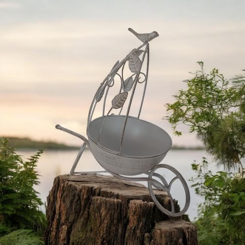 Charming 36CM Cream Metal Planter: Quirky Touch for Your Garden! - plants - express.com