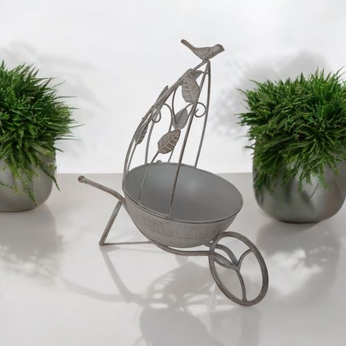 Charming 36CM Cream Metal Planter: Quirky Touch for Your Garden! - plants - express.com
