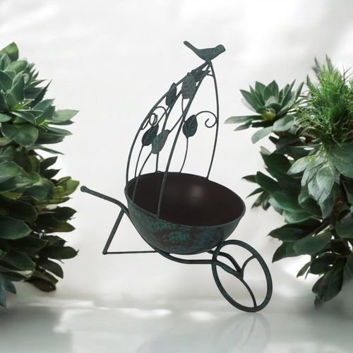 Charming 36CM Green Metal Planter - Add Quirky Style to Your Garden! - plants - express.com