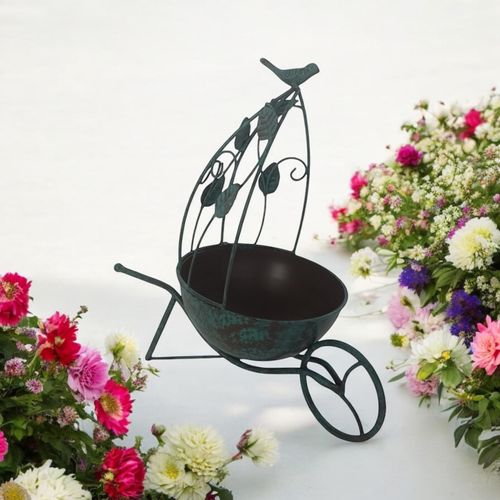 Charming 36CM Green Metal Planter - Add Quirky Style to Your Garden! - plants - express.com