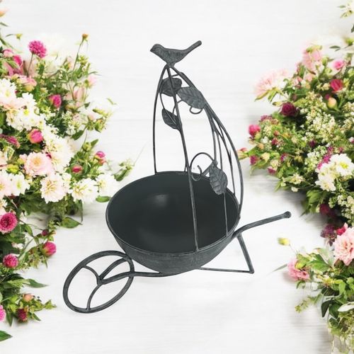 Charming 36cm Grey Metal Garden Planter - Quirky Elegance for Your Plants - plants - express.com