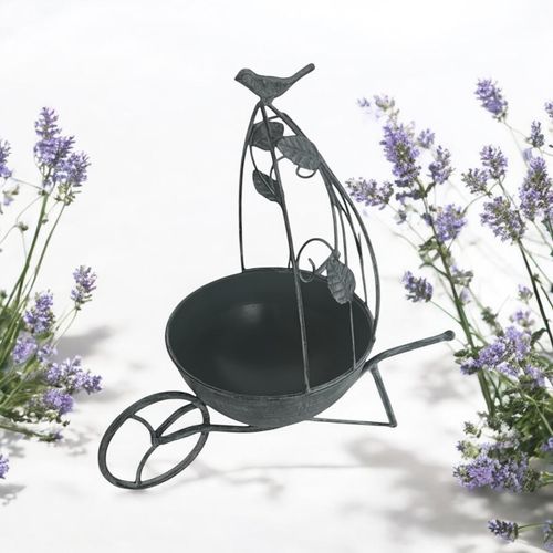 Charming 36cm Grey Metal Garden Planter - Quirky Elegance for Your Plants - plants - express.com