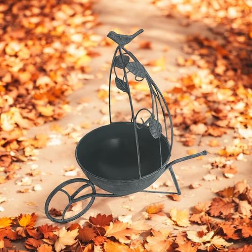 Charming 36cm Grey Metal Garden Planter - Quirky Elegance for Your Plants - plants - express.com