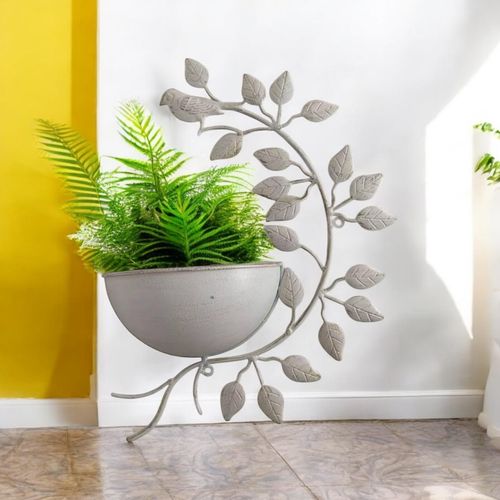 Charming 42CM Cream Metal Garden Planter - Add Whimsy to Your Green Space! - plants - express.com
