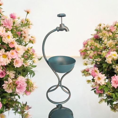 Charming 57CM Blue Metal Planter: Elevate Your Garden's Style! - plants - express.com