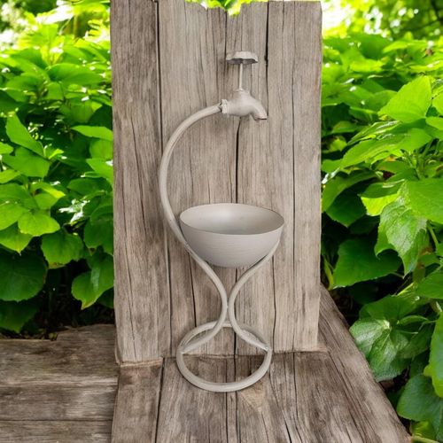 Charming 57CM Cream Metal Garden Planter - Quirky Style for Your Plants! - plants - express.com
