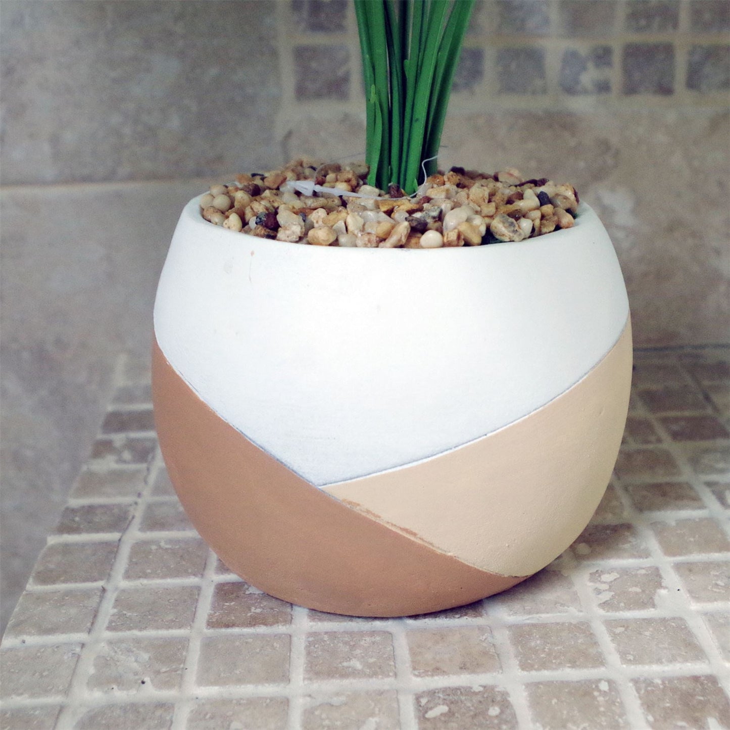 Chic 40cm Variegated Pothos Plant in Stylish Cement Planter – Low Maintenance Decor - plants - express.com