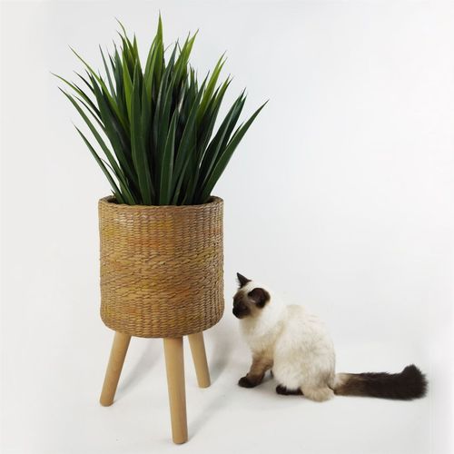 Chic 54cm Rattan - Effect Fiberglass Planter – Stylish & Waterproof Design! - plants - express.com