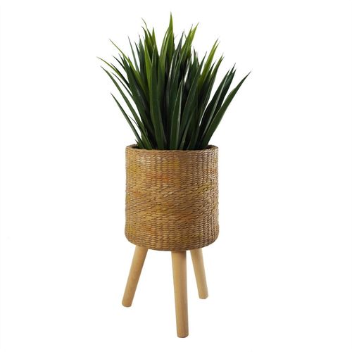 Chic 54cm Rattan - Effect Fiberglass Planter – Stylish & Waterproof Design! - plants - express.com