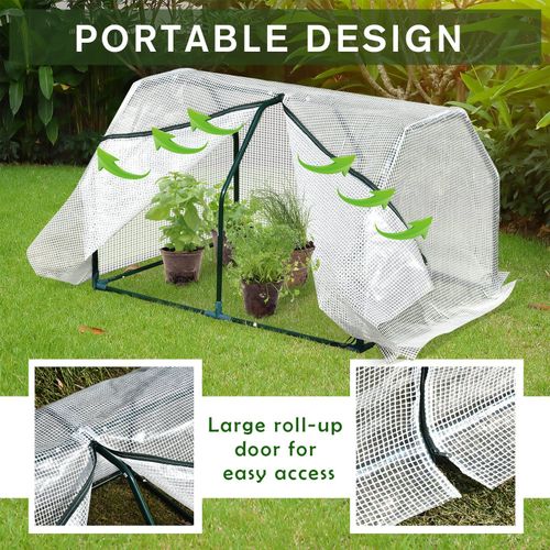 Compact White Mini Greenhouse: Durable PVC Cover & Steel Frame for Small Gardens - plants - express.com