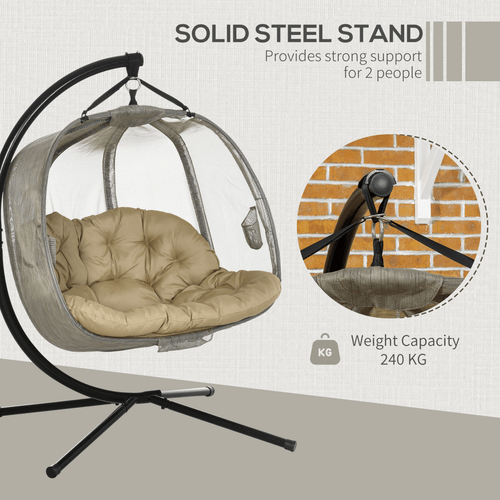 Cozy Double Hanging Egg Chair for Two: Premium Swing Hammock with Cushion - plants - express.com