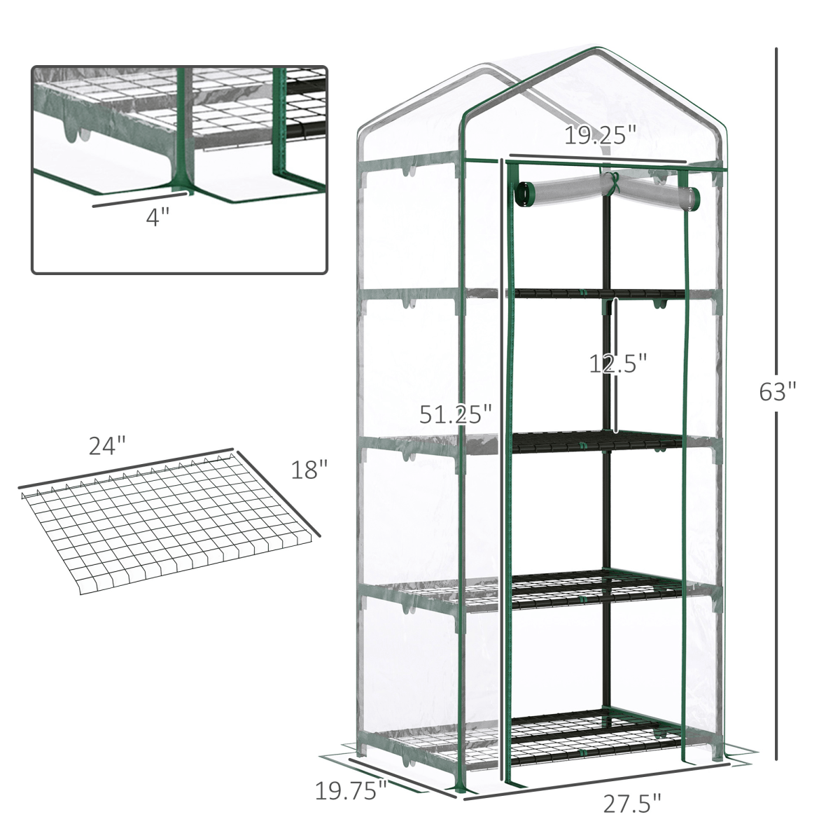 Durable Mini Greenhouse with 4 Shelves - Perfect for Hobby Gardeners! - plants - express.com