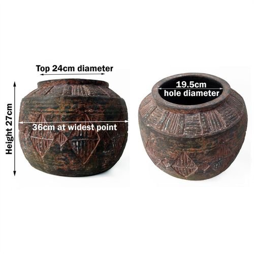 Elegance Redefined: 27cm Aztec Diamond Hand - Finished Large Planter - plants - express.com