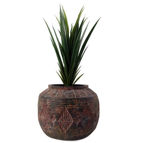 Elegance Redefined: 27cm Aztec Diamond Hand - Finished Large Planter - plants - express.com