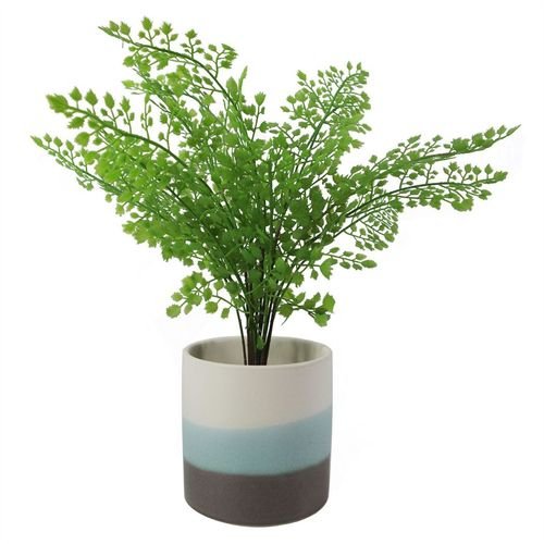 Elegant 12cm Blue Sand Stripe Ceramic Planter for Stylish Indoor Plants - plants - express.com