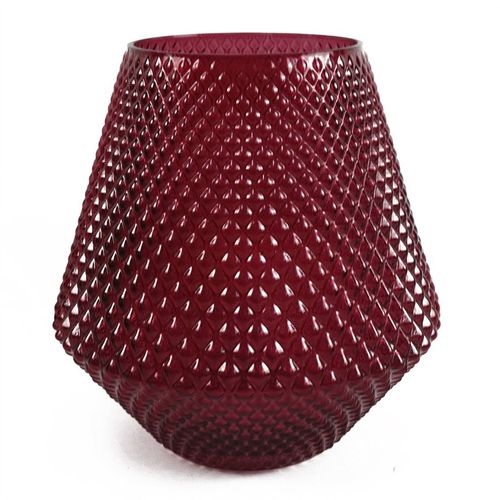 Elegant 23cm Pink Diamond - Embossed Glass Vase - Perfect for Floral Displays! - plants - express.com