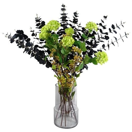 Elegant 26cm Grey Smoke Glass Vase - Ideal for Fresh or Artificial Flowers - plants - express.com