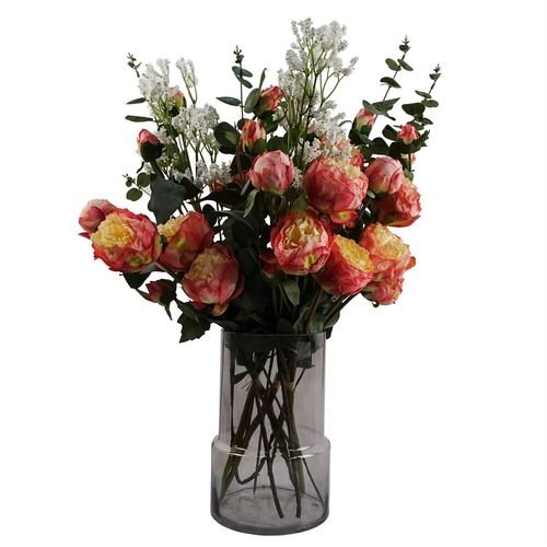 Elegant 26cm Grey Smoke Glass Vase - Ideal for Fresh or Artificial Flowers - plants - express.com