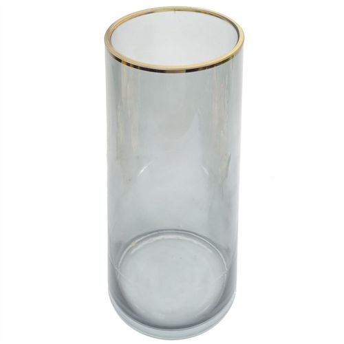 Elegant 28cm Gold Rim Smoke Grey Glass Vase – Perfect for Any Floral Display - plants - express.com